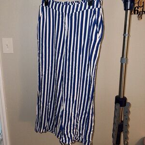 Zara Royal Blue and White Striped Trousers